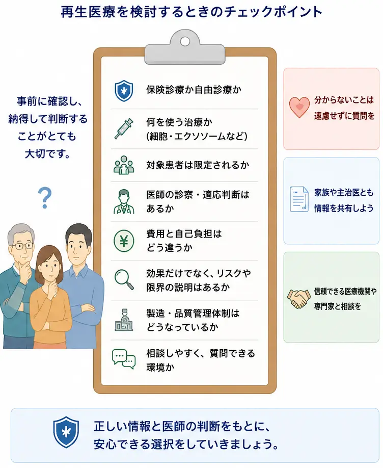 再生医療を検討するときに患者側が確認したいチェックリスト
